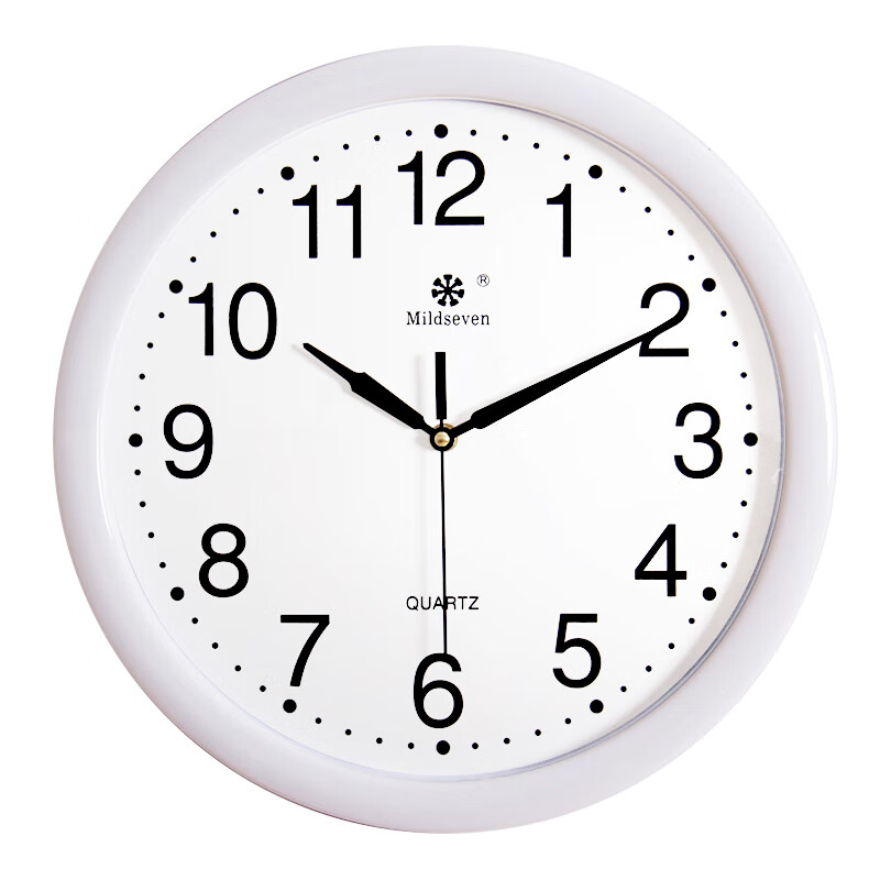 七王星掛鐘客廳鐘表簡(jiǎn)約創(chuàng  )意圓形電子石英鐘家庭時(shí)鐘掛表 全白 15英寸（直徑38厘米）