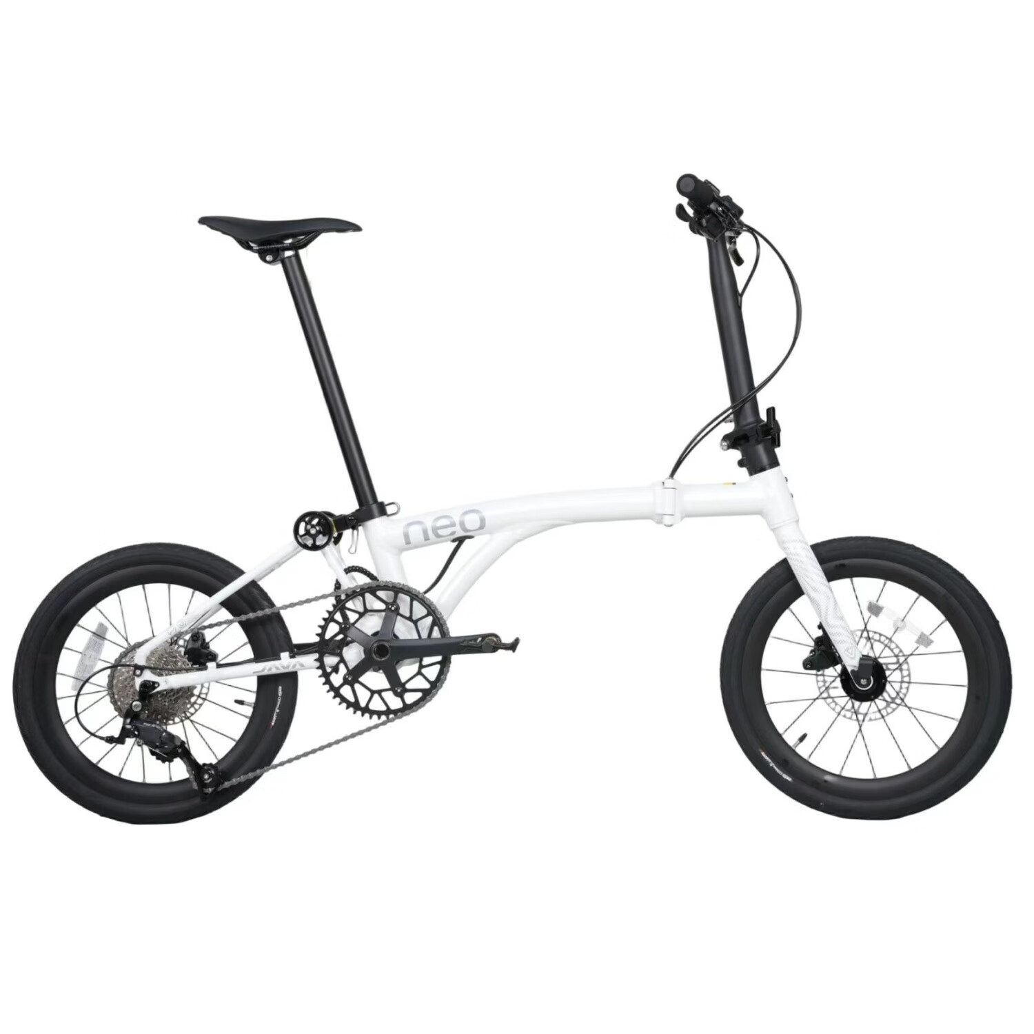 佳沃JAVA NEO3三折叠车通勤城市自行车小轮径16寸桶轴油碟便携9速 亮光白 （送16重骑行礼包） 16英寸