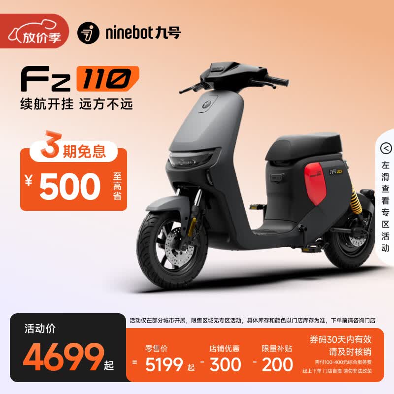 九号（Ninebot）电动车2025款 Fz 110 电动自行车9号智能锂电【门店自提】 到门店选颜色