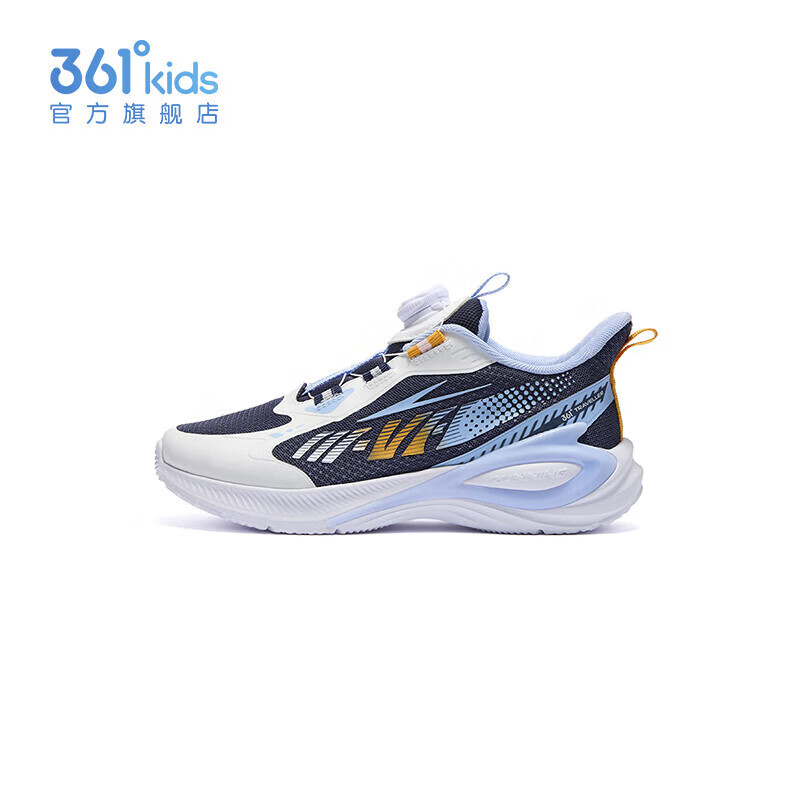 361°儿童童鞋男女童网面轻便运动鞋旋钮扣秋季新款中大童女童跑步鞋K 【飞翼】蓝色/361度白/幻象蓝 37