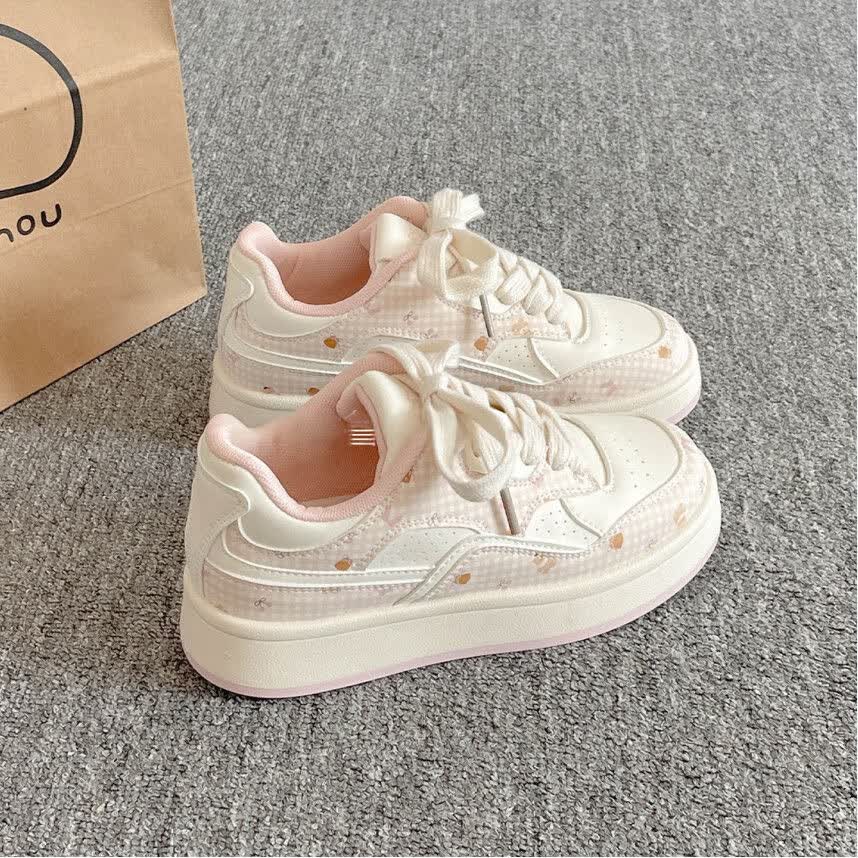 回力【厂牌】高颜值厚底小白鞋女款新款韩系板鞋子女鞋面包鞋潮鞋 粉色 38