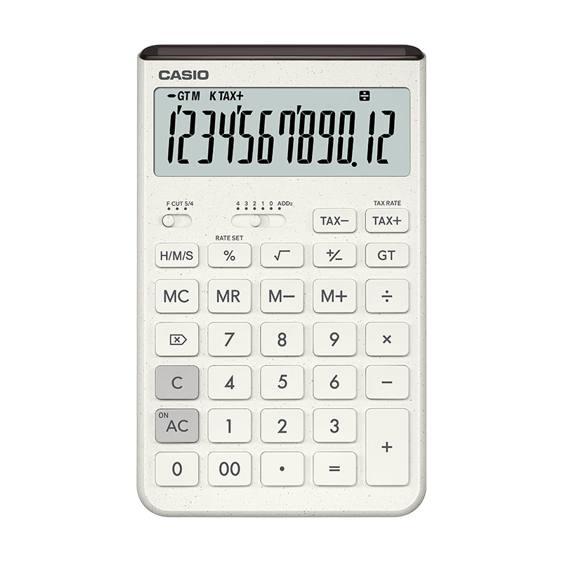 卡西欧（CASIO）就不一样计算器创新超大显示屏太阳能面板环保材质桌面办公财务专用 瑞思白白色JT-200T