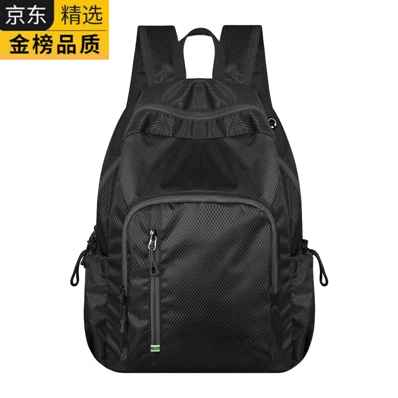 KGEG日本进口名牌超轻薄可折叠皮肤包双肩包男女户外防泼水旅游徒步登 黑色小号