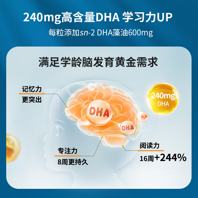 ORIGIMEL优赋 婴幼儿dha儿童DHA 婴童脑达2号眼脑健康发育 3岁及以上儿童 学龄脑达2号 26粒*2盒