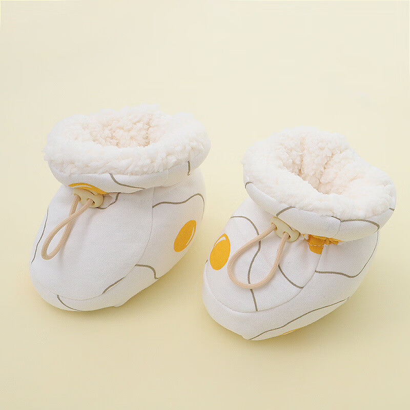 彩虹房子婴儿软底冬棉鞋宝宝加绒加厚学步鞋保暖防掉毛毛脚套 可爱笑脸 内长11cm左右