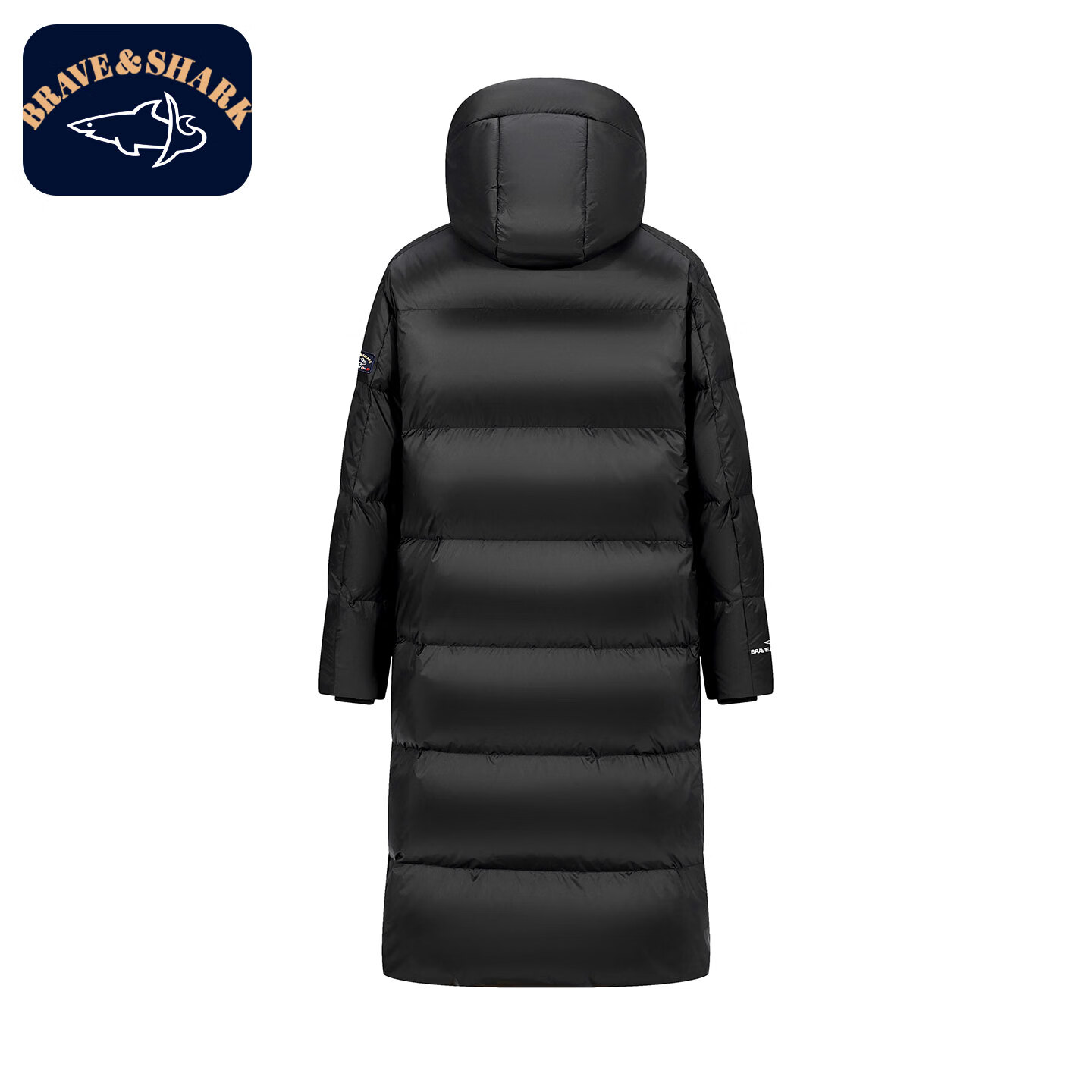 勇士鲨鱼（BRAVE&SHARK）长款白鹅绒羽绒服男2025冬季新款连帽加厚保暖外套男户外保暖外套 黑色 4XL 推荐200-220斤