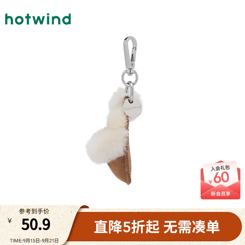 热风2025年冬季新款毛球绒绒拖鞋挂件 02棕色 1个