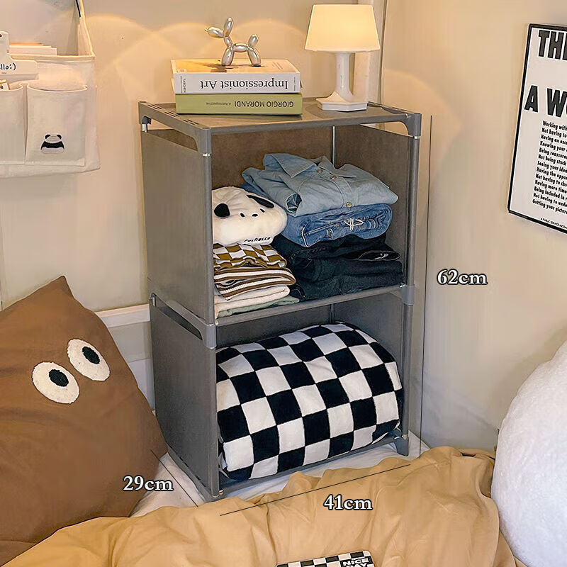 收谷宿舍床上衣柜大容量学生寝室用品收纳神器上下铺置物架床头收纳柜 2层(上层衣服/下层裤子)