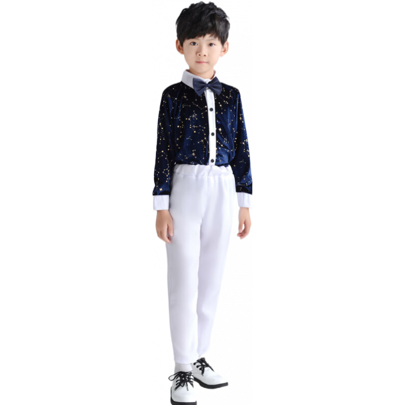 攜魚2025元旦新款大合唱演出服中小學(xué)生詩歌朗誦表演大合唱團(tuán)主持禮服 藏青色男款套裝 上衣+褲子+領(lǐng)結(jié) M 100c