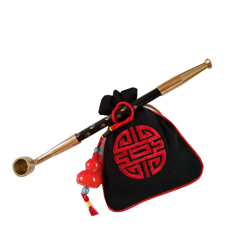 沙芬老式煙斗 傳統(tǒng)煙袋鍋旱煙袋 手工旱煙桿 黃銅煙鍋子瑪瑙煙嘴小巧  30厘米小煙鍋銅煙嘴