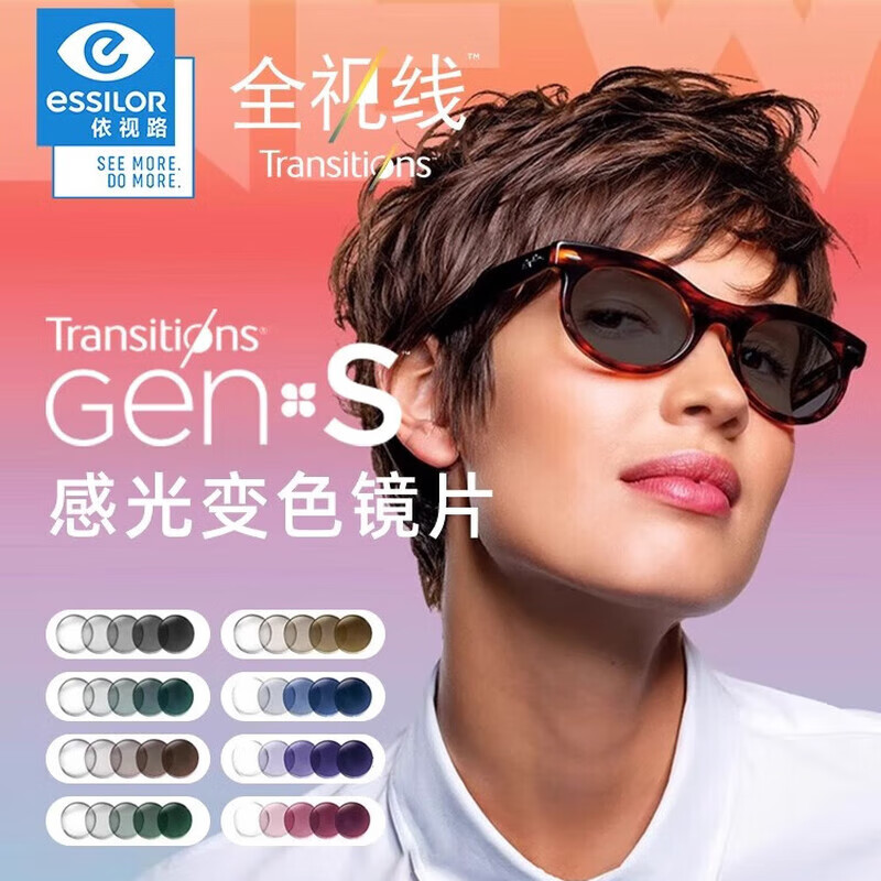 ����·��ESSILOR��ȫ����GEN S�й��꾧Ĥ���ɫ��ƬĤ��Ĥ�·������ҽ����۾�Ƭ �꾧Ĥ���ɫ����Ƭ2Ƭ�� 1.61(��)