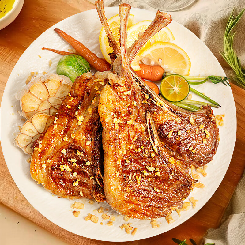 如意三宝内蒙羔羊法式羊排蒜香风味 轻腌羊肋排露营烧烤食材 冷冻生鲜 法式羊排蒜香风味400g*2盒