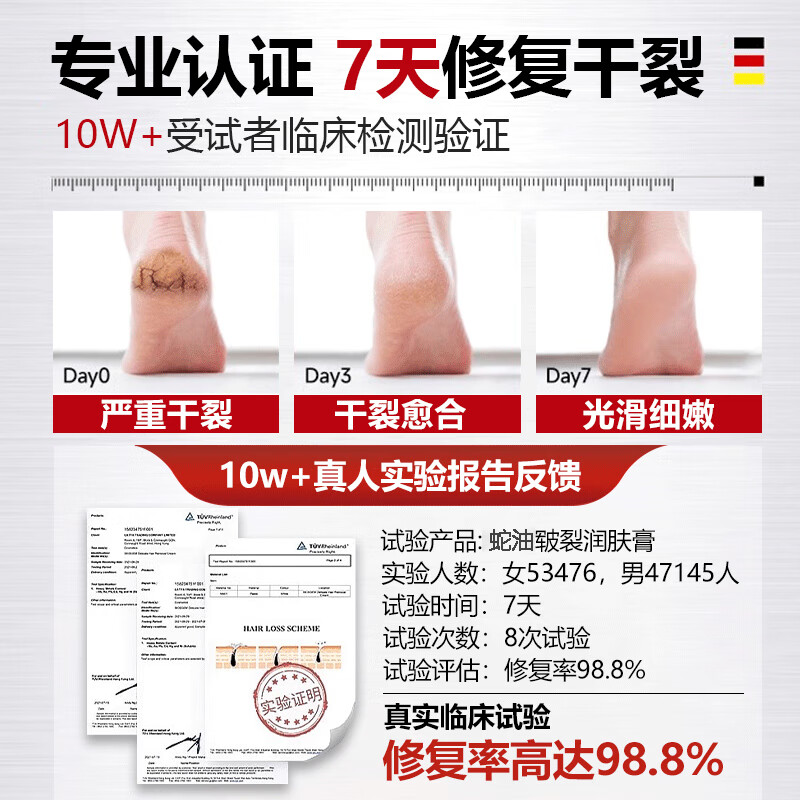 脚裂膏脚后跟干裂开裂干燥脱皮真菌去老茧蛇油皲裂膏手足润肤霜 1瓶试用装【一抹愈合开裂】 一抹愈合干裂去死皮滋润手脚保湿