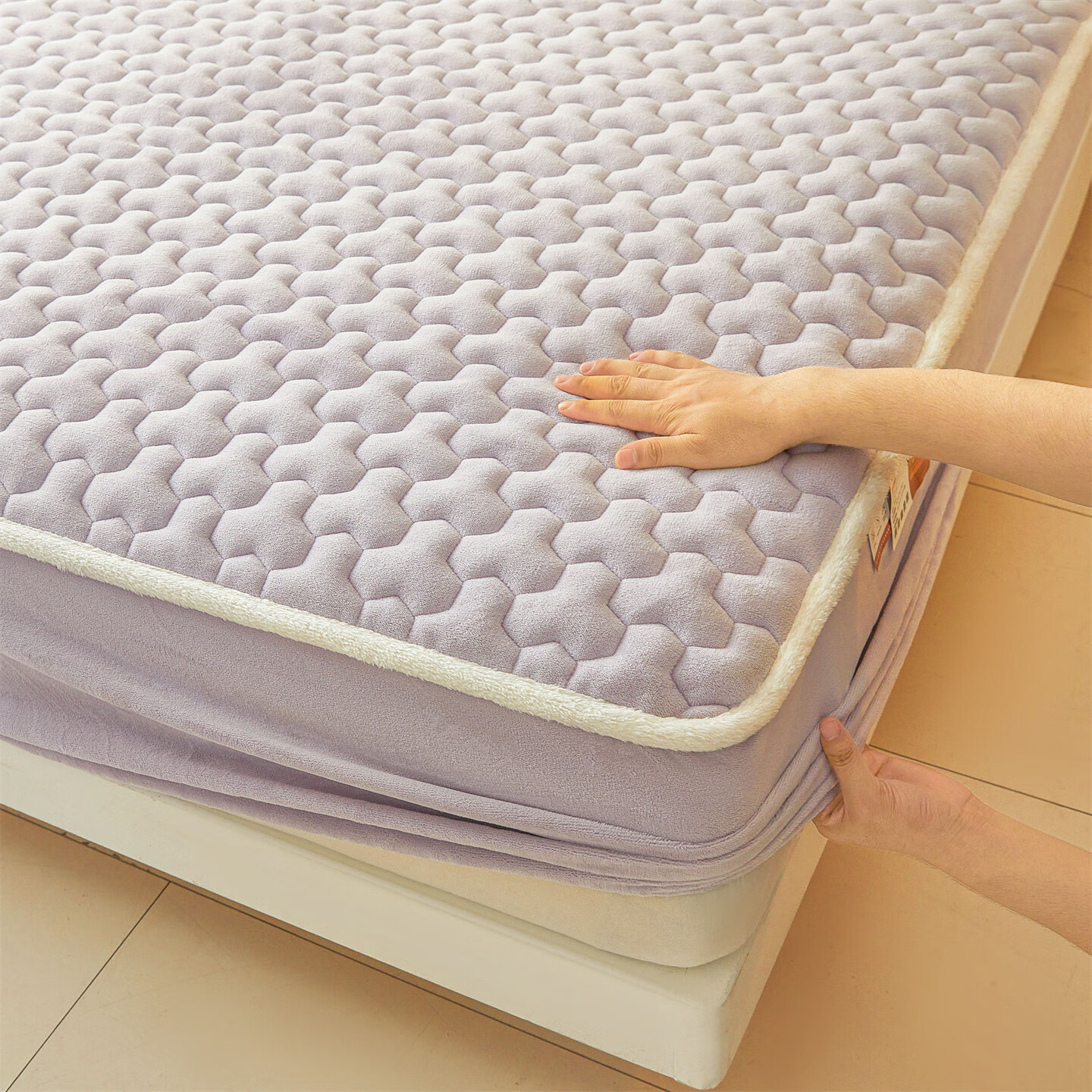 雅鹿牛奶绒夹棉床笠1.8米x2米床单床套罩床垫保护套加厚a类母婴三件套 牛奶绒夹棉床笠-雪青【A类加绒加厚】  180*200三件套+30cm高度