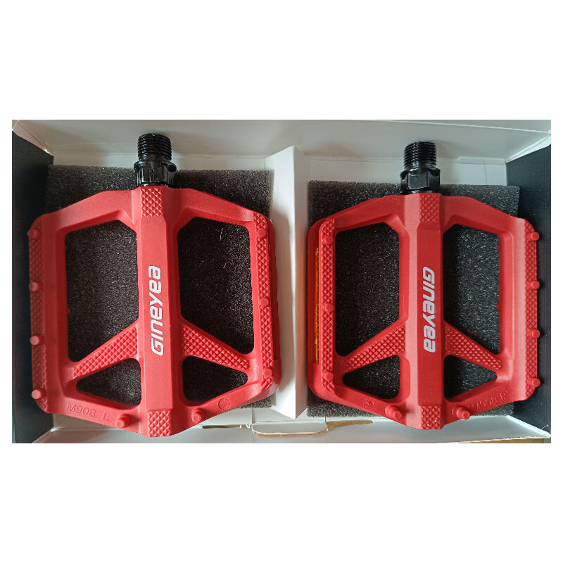 景晔景晔m908自行车尼龙脚踏双DU带反光片山地车踏板轻量化尼龙脚蹬子 M908(红色)