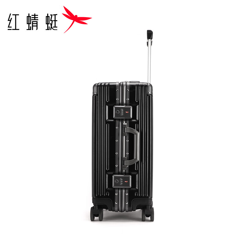 红蜻蜓(RED DRAGONFLY)德国品质行李箱拉杆箱男女20/22吋大容量旅行箱24英寸登机密码箱 9191S0032A高颜值黑20英寸【可登机】