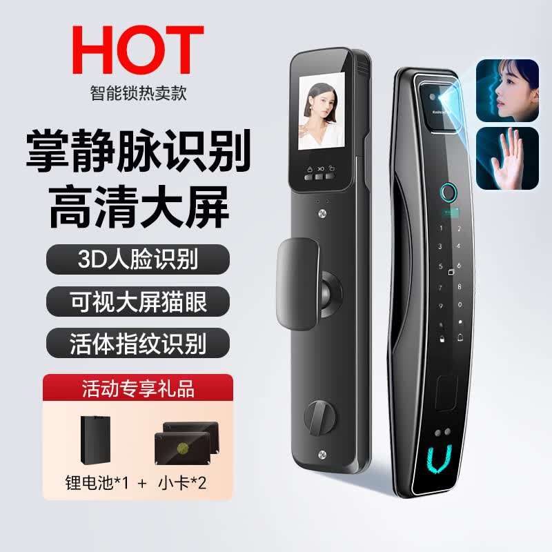 邦臣人脸识别指纹锁可视电子密码锁家用防盗门锁全自动智能锁智能门锁