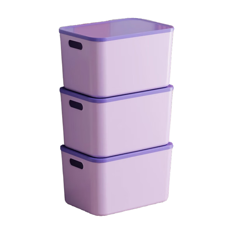 稻草熊（DOCOXO）桌面收纳盒塑料长方形小盒子储物筐容器家用收纳盒厨房储物塑料盒 【2个装】高款特大号-香芋紫