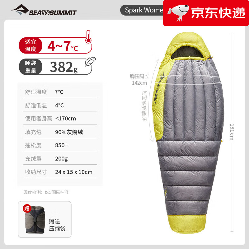 SEA TO SUMMIT女士成人睡袋戶外露營(yíng)冬季防寒加厚大人睡袋Spark Spark_Women's_7℃-標(biāo)準(zhǔn)款_new