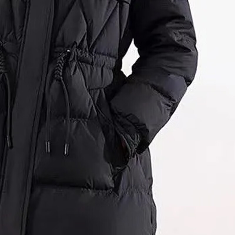 子牧棉麻2025冬装 女时尚棉衣中长款修身气质连帽棉服长袖外套