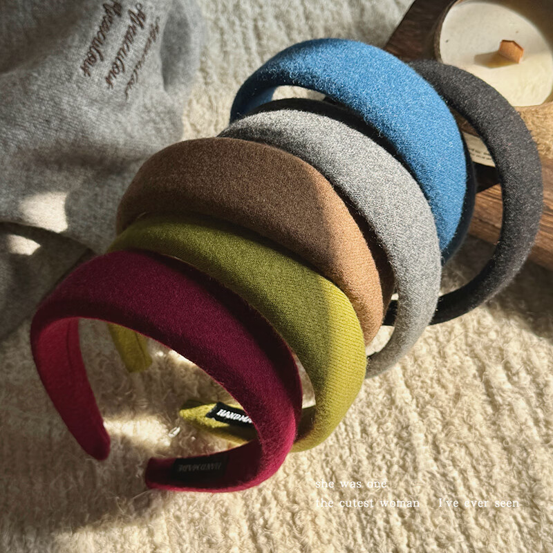 清晨的星星韩系日常外戴毛呢发箍女高颅顶发卡洗脸压发头箍2025秋冬新款发饰 奶咖色