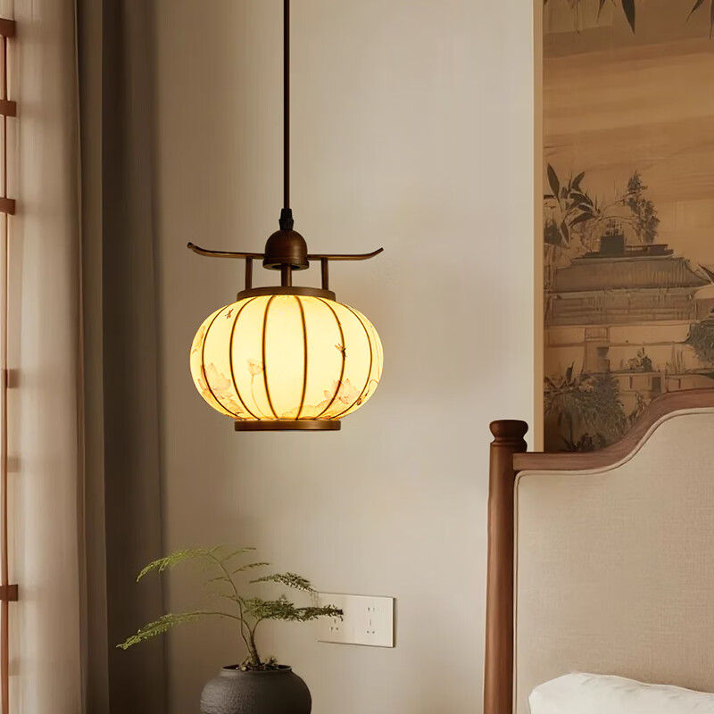 幸福來(lái)敲門(mén)宋氏美學(xué)小吊燈走廊過(guò)道燈中式客廳入戶(hù)玄關(guān)燈吧臺(tái)餐廳臥室床頭燈 吊燈款【直徑23cm】-三色變光