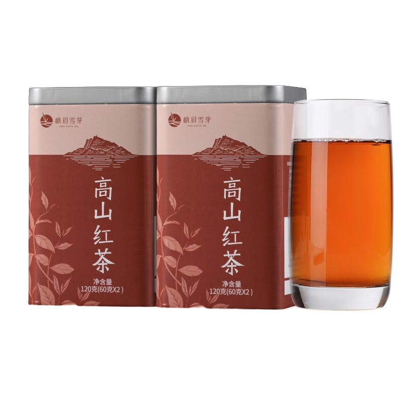 峨眉雪芽 高山红茶 峨眉山高山茶叶自饮罐装茶 2罐共计240g