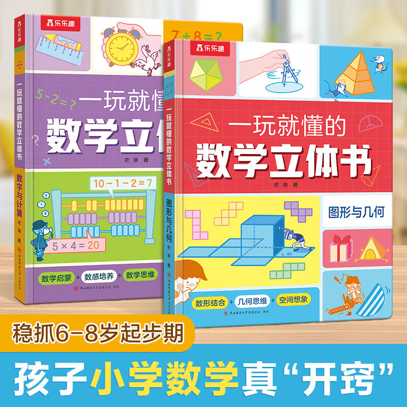 乐乐趣一玩就懂的数学立体书（共2册）6-8岁玩转数学小学生课外书阅读书籍数学重点知识提升数学思维逻辑推理空间想象力