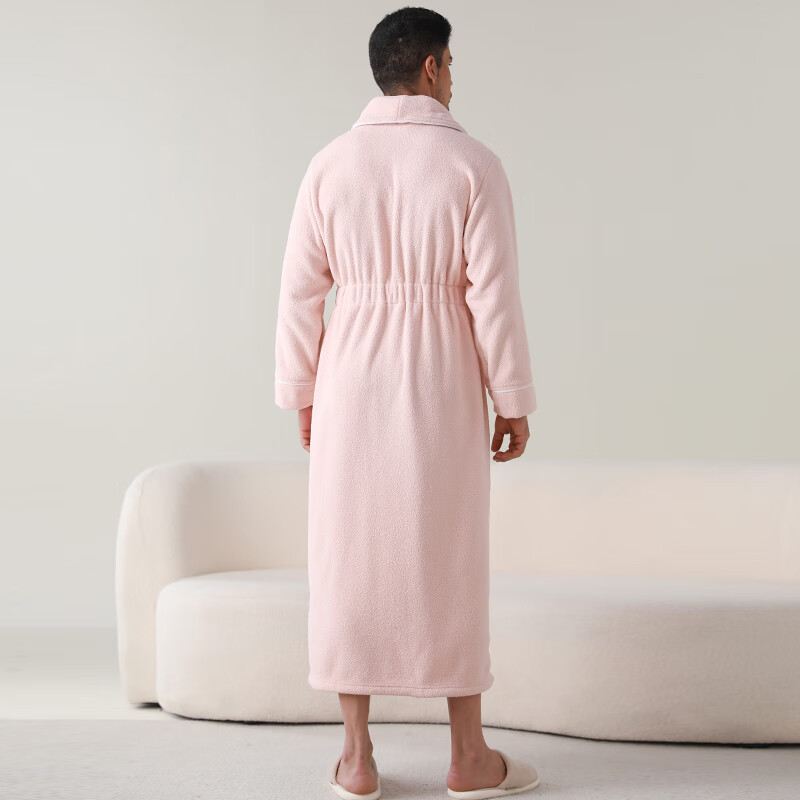 赛图蒙睡袍男加绒加厚2025新款女士秋冬季情侣珊瑚绒洗澡保暖浴袍睡衣 2504杏粉色【女】 XL (身高170-185CM,体重150-190斤)