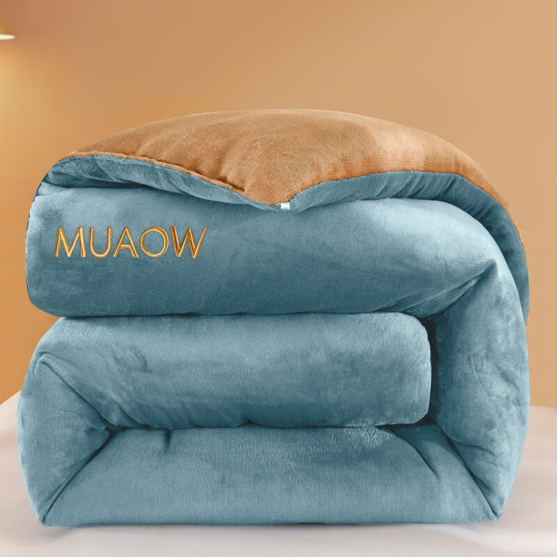 【双11特惠】牛奶绒冬被秋冬加厚保暖棉被学生宿舍单人双人被芯 蓝咖 200*230cm【冬被】约8斤