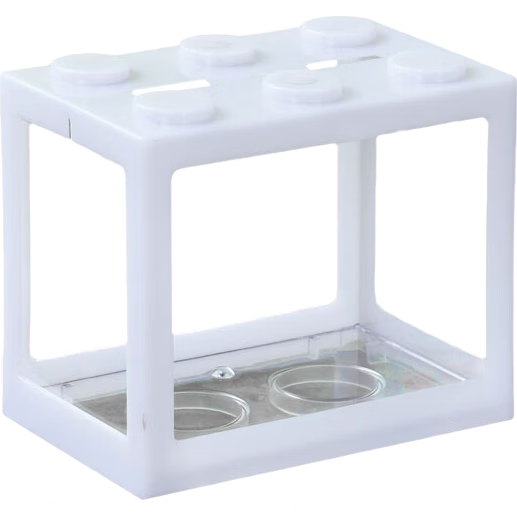 桌面鱼缸小型家用积木缸生态缸水族箱斗鱼缸带小夜灯氛围灯摆件 白色斗鱼缸+两个灯+夜光沙约一千颗