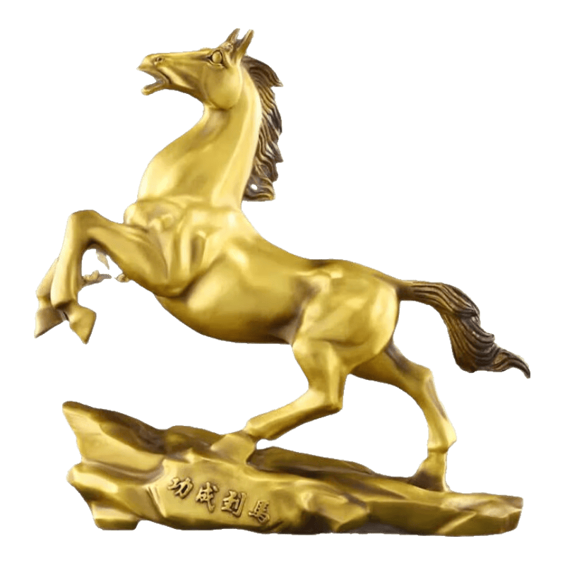 善揚(yáng)純黃銅馬擺件十二生肖馬擺件銅馬到成功客廳擺件玄關(guān)辦公室裝飾品 公司擺放-大號(hào)馬到成功34cm長(zhǎng) 【贈(zèng)送底座】