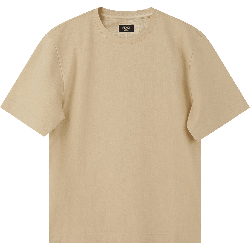 芬迪（FENDI）男士棉質(zhì)FF logo印紋圓領(lǐng)短袖T恤男裝禮物男 FY0936 AN1T F0PKL 米色 XL