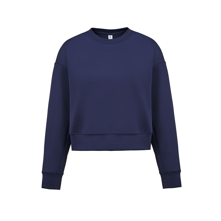 缓坡俱乐部 户外卫衣女 纯色空气层 轻柔抗皱 时尚短款 徒步露营 春秋套头衫 海军蓝 XL(175/96A)