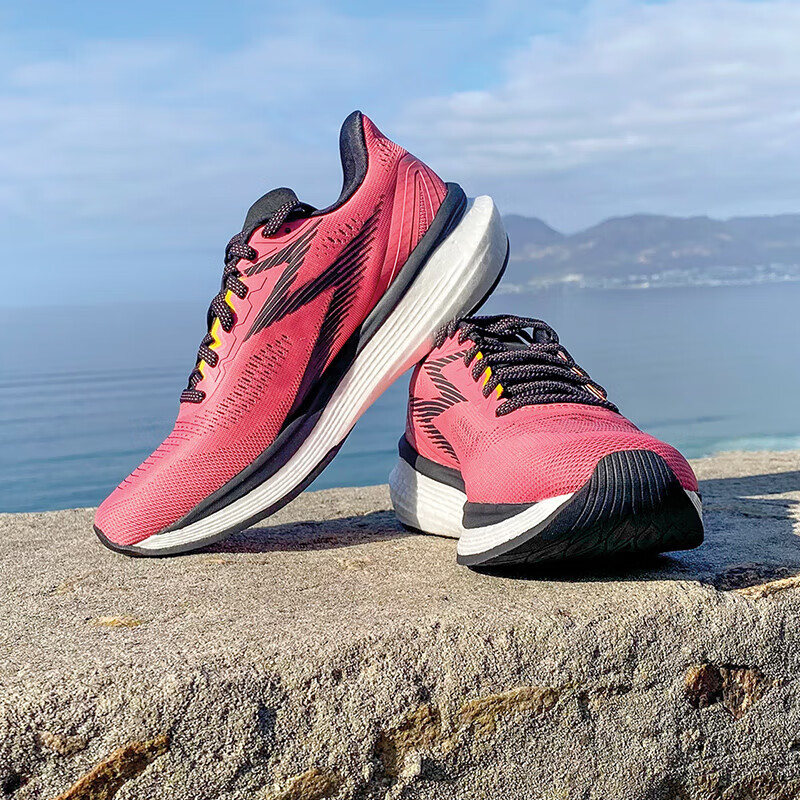 361°运动鞋女鞋【SPIRE 5】国际线秋冬季新品网面透气舒适缓震跑步鞋 甜美珊瑚/菠萝黄 37