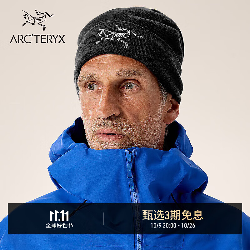 ARC&#039;TERYX始祖鸟 EMBROIDERED BIRD TOQUE 男女同款 绒线帽 BLACK/黑色 均码