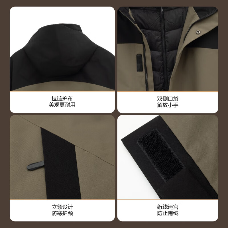 ABOUT MYTH【清仓】羽绒服一衣三穿羽绒外套户外叠穿保暖男士羽绒服 轻松绿 3XL 185-190cm/190-210斤