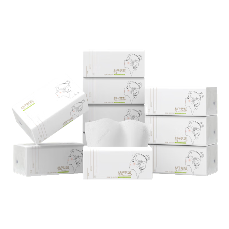 桔子姑娘480张奢柔纸巾大包抽纸餐巾纸整箱5层加厚家用批发面巾纸 奢柔系列 5层 480张*2包