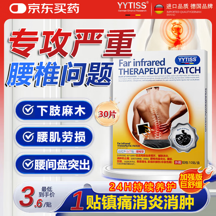YYTISS腰椎间盘突出膏药贴压迫神经活血止痛扭伤腰肌劳损腰屁股疼腿专用