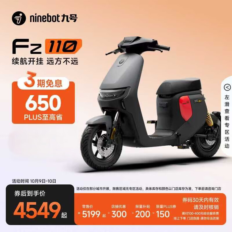 九号（Ninebot）电动车2025款 Fz 110 电动自行车9号智能锂电【门店自提】 到门店选颜色