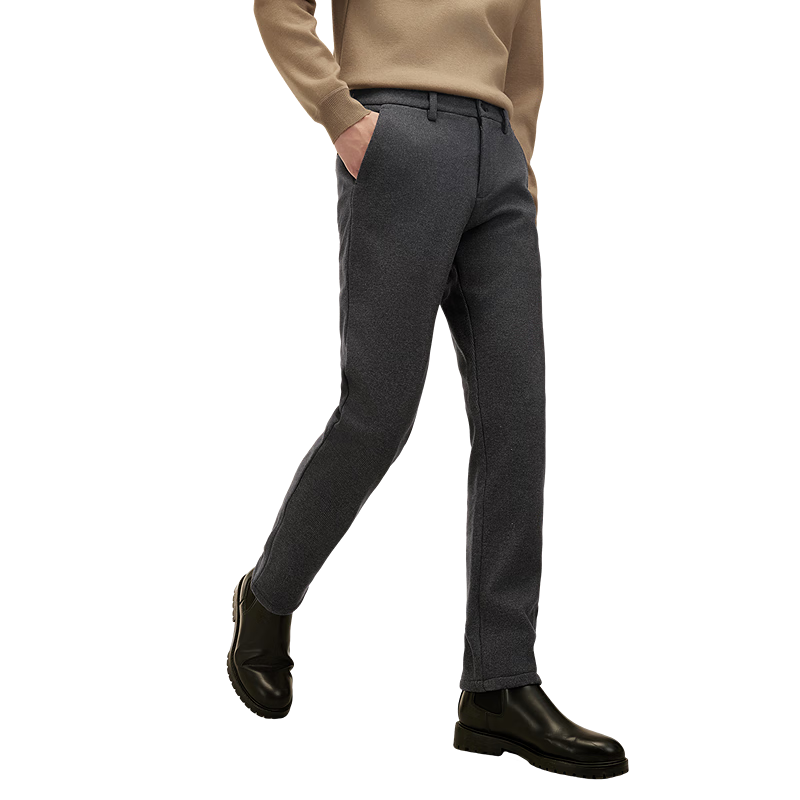 红豆【加绒加厚】弹力毛呢裤25秋冬新款直筒弹力加绒加厚休闲裤西裤男 暮云灰S4 34 180/88A 推荐75-80公斤