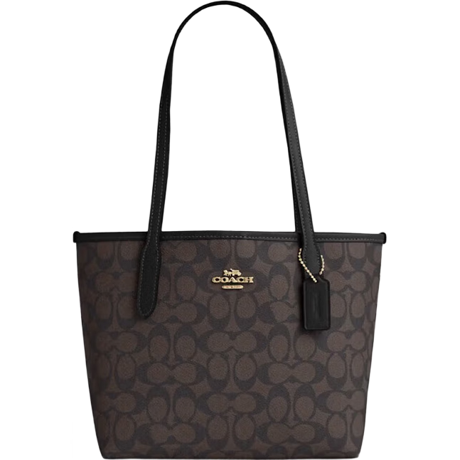 蔻馳(COACH)【品牌直供】女包City23小號托特包手提單肩包 黑色CU759生日禮物