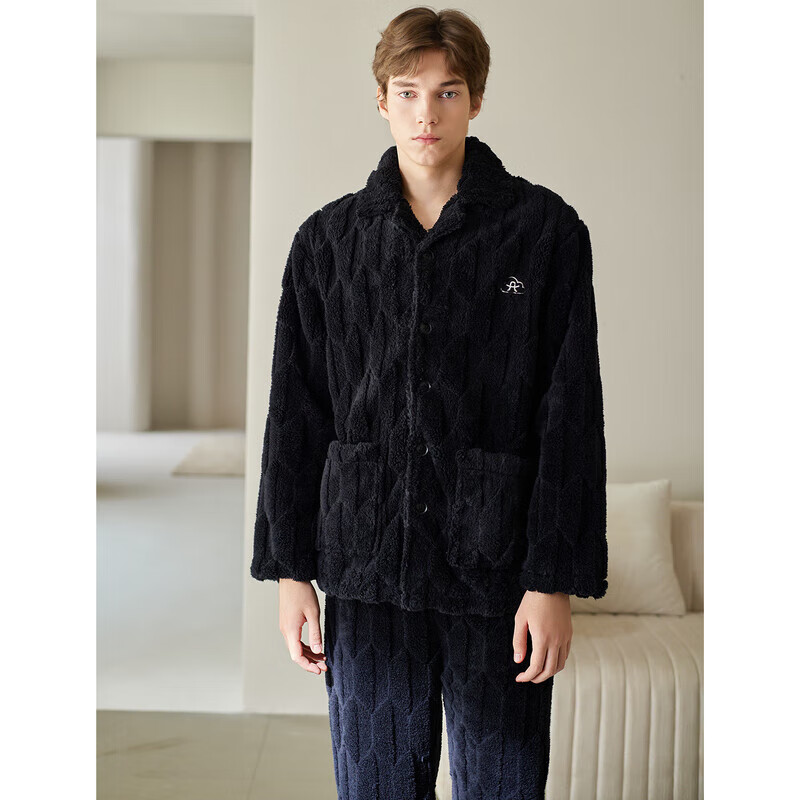 芬腾珊瑚绒睡衣男女士秋冬季套装保暖法兰绒加绒加厚休闲家居服冬天 FJ26940691深灰 【单男款】 L 建议:女110-124斤,男126-146斤