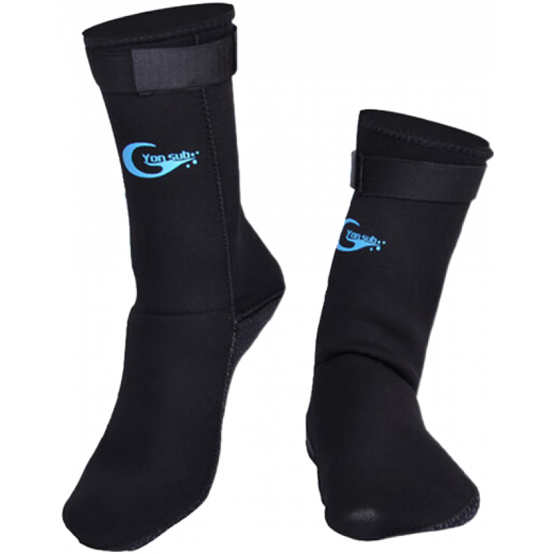 泳速(Yon sub)潛水襪冬泳保暖成人兒童男女加厚防滑沙灘防刺3MM 5毫米浮潛襪套 3毫米黑色 S
