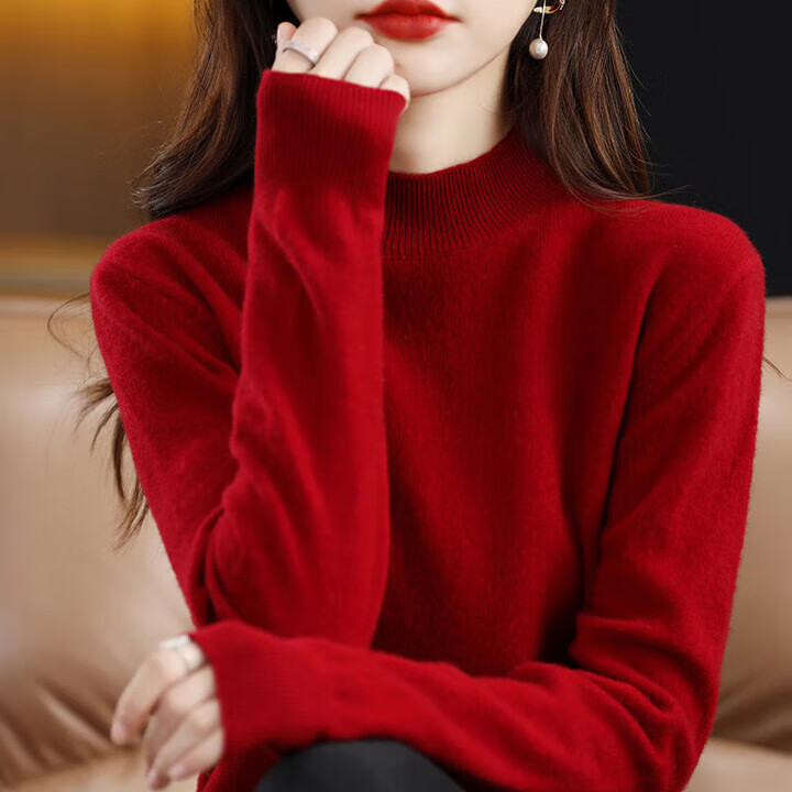 CronetKcnsy秋冬新款半高领毛衣女套头针织衫纯色长袖女装薄款内搭短款打底衫 针织半高-祖母绿 2XL 【135-145】卡码拍大