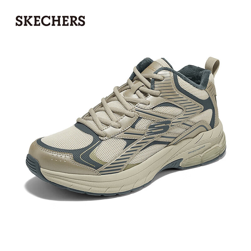 斯凯奇（Skechers）男鞋2025秋冬新款高帮老爹鞋时尚加绒休闲鞋8790356 自然色/NAT 40