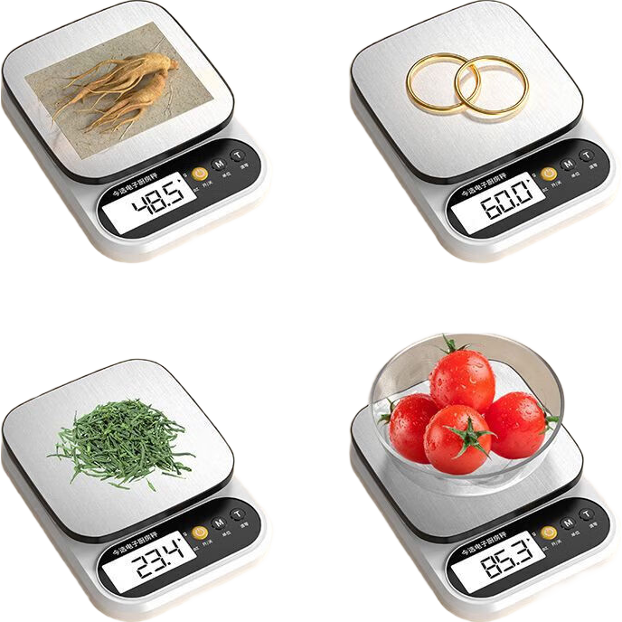 【张晨光代言】电子秤克称厨房秤高精度0.1g食物电子称中药材小型精准茶叶克称珠宝秤 充电款不锈钢面3kg/0.1g