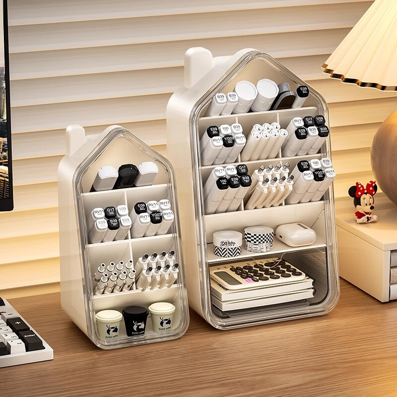 吱凡日本斜插式笔筒收纳盒多功能办公室学生书桌文具置物架大容量笔桶 大号-斜插笔筒收纳盒