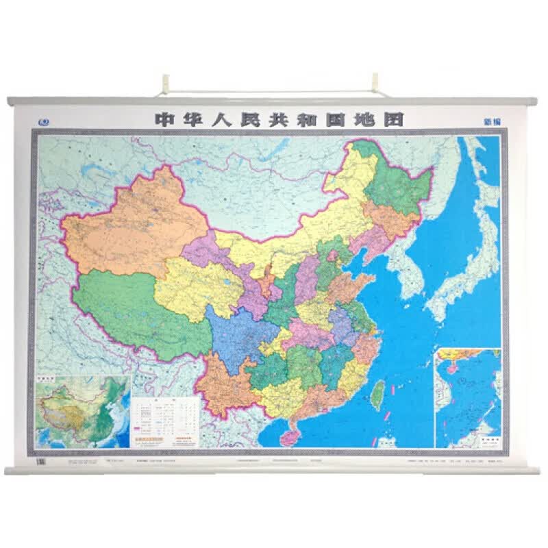 中国地图挂图无拼缝挂图1.5米*1.1米政区挂图商务办公室墙面 标准教学挂图 会议室