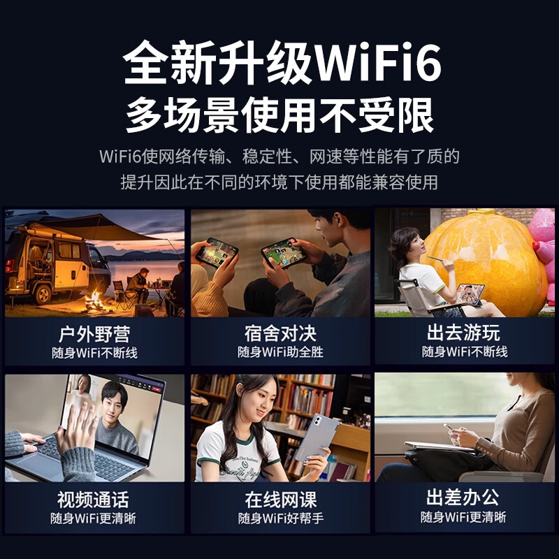 五兴无线随身wifi5G网络路由器三网通用wi-fi6免插卡移动联通电信无限制便携式高速随行网络通用流量 【三网任切】3000毫安电池 旗舰增强版
